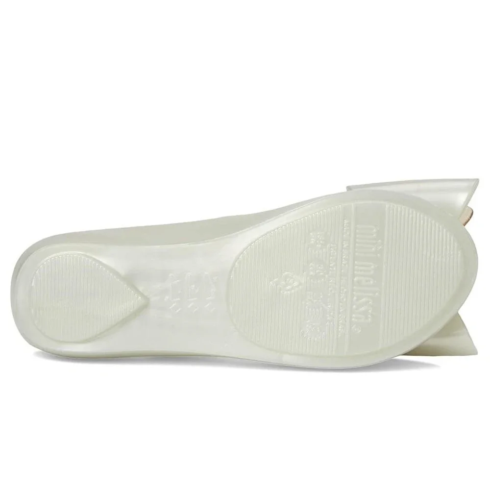 Mini Melissa Ultragirl Star II Flats Toddler US 6C White Metallic Bow QLW818